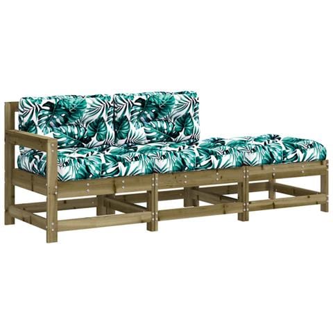 Set Divani Da Giardino 3pz Con Cuscini Legno Impregnato Di Pino - Foto 1