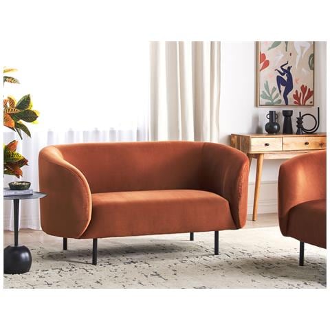 Divano 2 Posti Loen Velluto Arancione - Foto 1