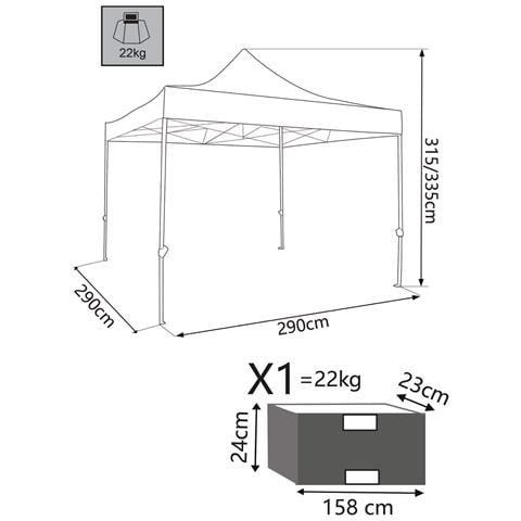 Gazebo In Acciaio E Poliestere 3x3 Mt Laila - Foto 3