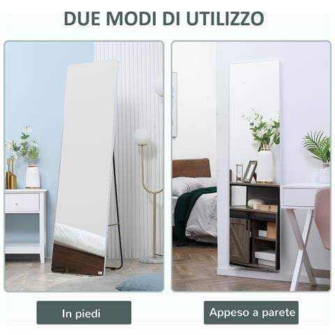 Specchio Da Terra E Parete Con Struttura In Alluminio Per Camera, Ingresso E Bagno, 45x37x158.5cm - Foto 2