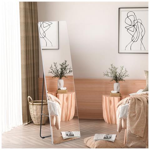 Specchio Da Terra E Parete Con Struttura In Alluminio Per Camera, Ingresso E Bagno, 45x37x158.5cm - Foto 6