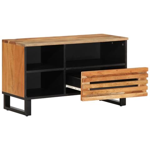 Mobile Porta Tv 80x34x46 Cm In Legno Massello Di Acacia - Foto 3