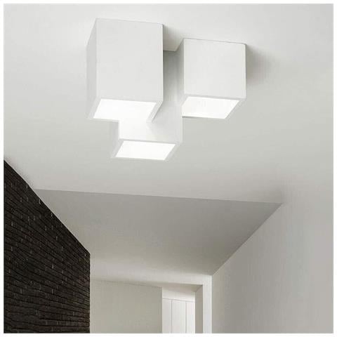 Lampadario Da Soffitto 3 Cubi In Gesso Verniciabile Supporto Per Faretto Gu10 - Foto 1