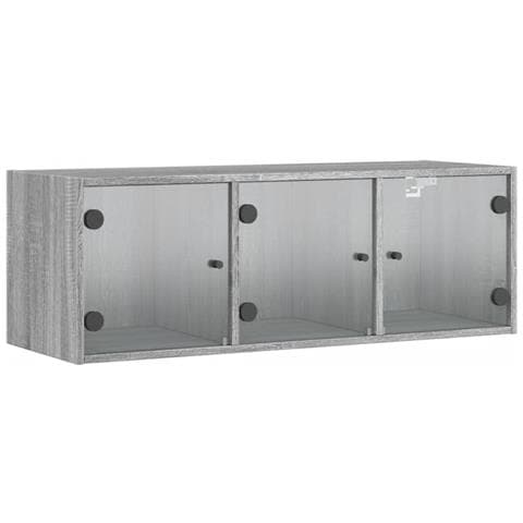 Mobile A Muro Con Ante In Vetro Grigio Sonoma 102x37x35 Cm - Foto 2