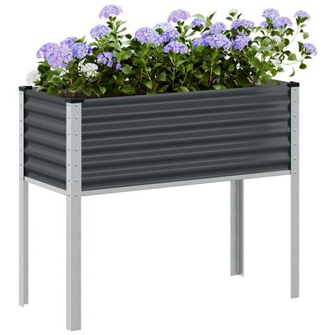 Fioriera Da Giardino Antracite 100x41x90 Cm In Acciaio - Foto 1