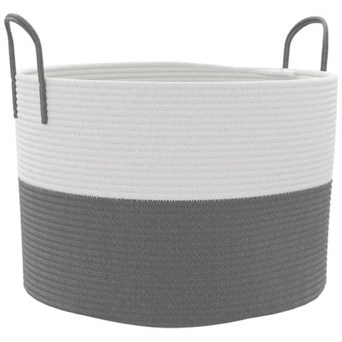 Cestino Portaoggetti Grigio E Bianco 51x33 Cm In Cotone - Foto 2