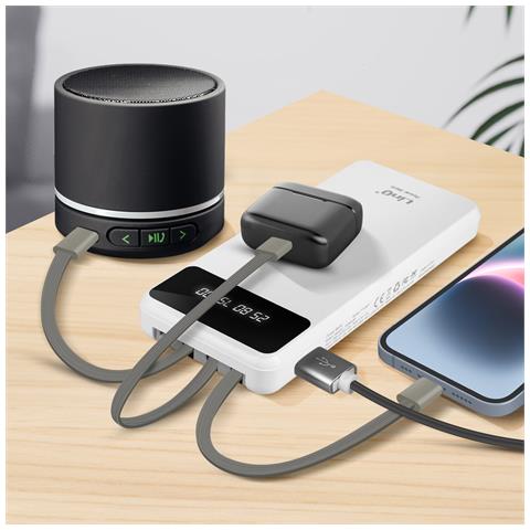 Batteria Di Emergenza 15000mah Cavo 4 In 1 Rimovibile E Porta Usb Bianco - Foto 2