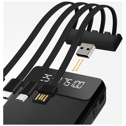 Batteria Di Emergenza 15000mah Cavo 4 In 1 Rimovibile E Porta Usb Bianco - Foto 5