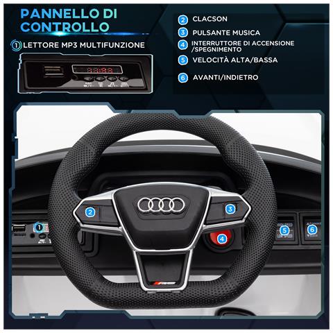 Auto Elettrica per Bambini 3-5 Anni con Telecomando, Sospensioni e Clacson, 103x58x41 cm, Bianca e Nero - Foto 2