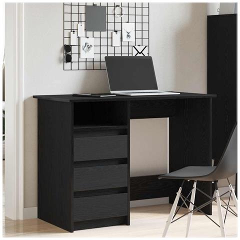 Scrivania Nera 102x50x75 Cm In Legno Multistrato - Foto 3