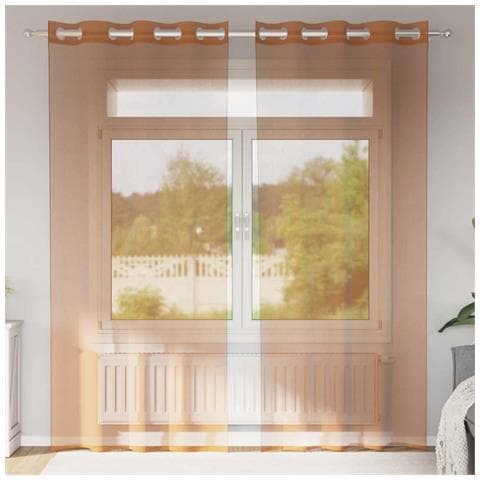 Tende In Voile Con Occhielli 2 Pz Terracotta - Foto 1