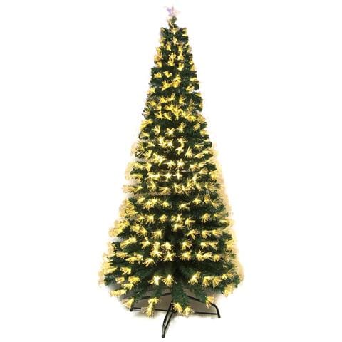 Albero In Fibra Ottica Con Luce Calda 150cm Verde - Foto 1