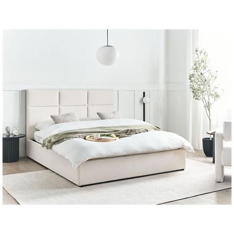 Letto Contenitore Tessuto Lagord 160 X 200 Cm Bianco Sporco - Foto 1