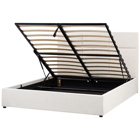 Letto Contenitore Tessuto Lagord 160 X 200 Cm Bianco Sporco - Foto 2
