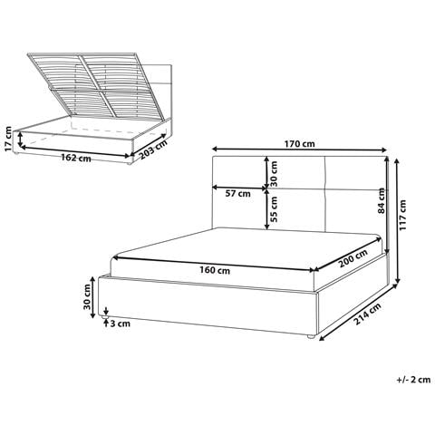 Letto Contenitore Tessuto Lagord 160 X 200 Cm Bianco Sporco - Foto 8