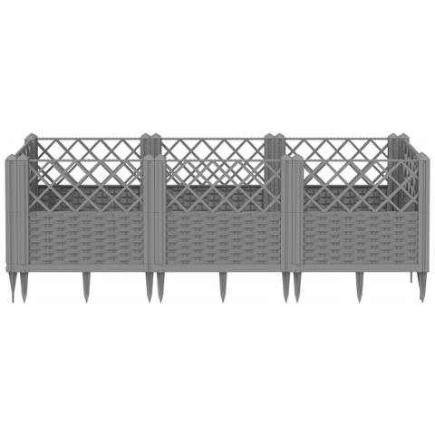 Lusso Casadino -  Fioriera Giardino Picchetti Grigio Chiaro 123,5x43,5x43,5 Cm Pp - Foto 2