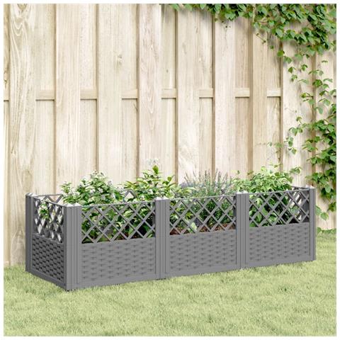 Lusso Casadino -  Fioriera Giardino Picchetti Grigio Chiaro 123,5x43,5x43,5 Cm Pp - Foto 8