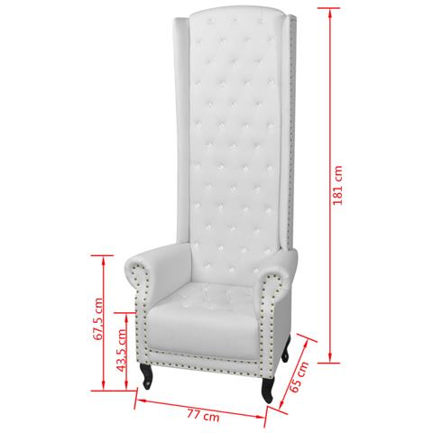 Poltrona A Schienale Alto Bianca In Similpelle - Foto 5