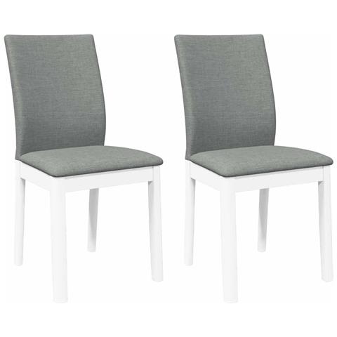 Sedie da Pranzo con Cuscini 2 pz Bianco Legno Massello di Hevea - Foto 1