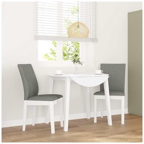 Sedie da Pranzo con Cuscini 2 pz Bianco Legno Massello di Hevea - Foto 2