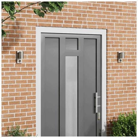 Lampade da parete esterne con sensore 2 pezzi argento acciaio inox IP44 - Foto 2