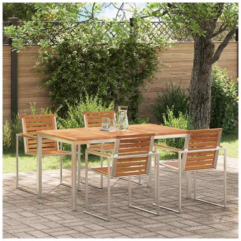 Tavolo da pranzo all'aperto 150x90x75 cm in legno massello di teak - Foto 2