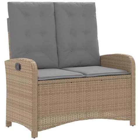 Panca Reclinabile da Giardino con Cuscini Beige in Polyrattan - Foto 1