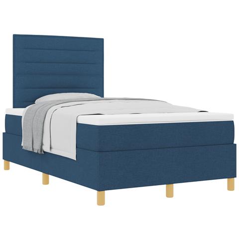 Letto a Molle e Materasso Blu 120x200 cm in Tessuto - Foto 1