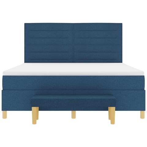 Letto Box Spring con Materasso & Panchina Blu 180x200 cm Tessuto - Foto 9