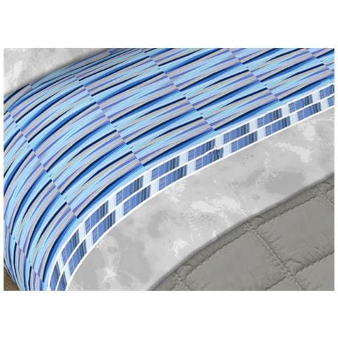 Completo Lenzuola Matrimoniale 100% Cotone Made Italy Disegno Flow Matrimoniale Azzurro - Foto 2