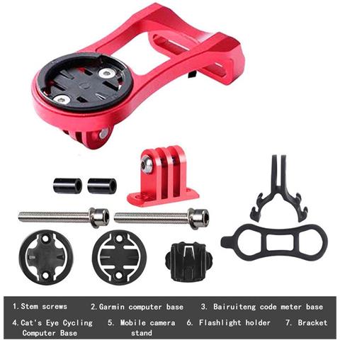 Supporto Per Ciclocomputer Mtb In Alluminio: Estensione Manubrio Multifunzione Per Garmin, Bryton E Cateye Red - Foto 1