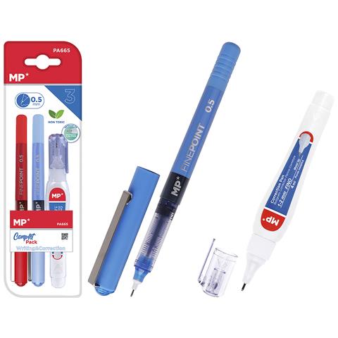 Set Di Scrittura: 2 Evidenziatori A Punta Fine E 1 Correttore Liquido Tipo Penna A Sfera. - Foto 1