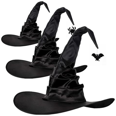 Cappello Da Strega Costume Di Halloween 3 Pezzi Nero 45 X 45 Cm - Foto 1