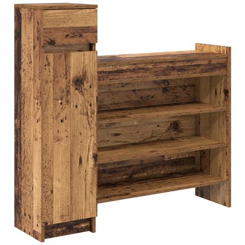 Armadio per scarpe Legno Vecchio 100.5x28x100 cm Legno Solido - Foto 1