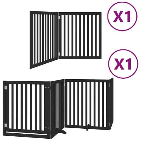 Cancello per Cani Porta Pieghevole Nero 6 Pannelli 480cm Pioppo - Foto 1