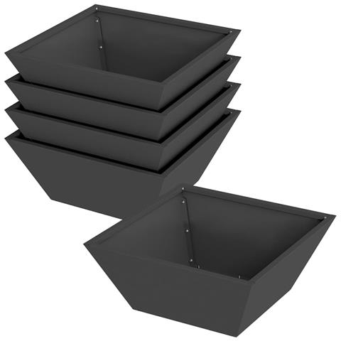 Vaso a Ciotola da Giardino 5 pcs Nero 40 x 40 x 15 cm Acciaio - Foto 1