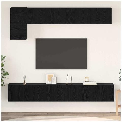 Set mobile TV 5 pcs Rovere nero 100 x 30 x 30 cm - Foto 2