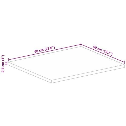 Piano per Tavolo 60x50x2,5cm Rettangolare Legno Massello Acacia - Foto 9