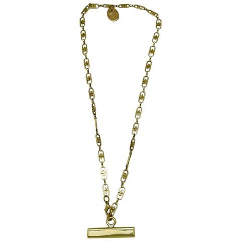 Collana Con Catena A Barra In Ottone Placcato Oro - Foto 1