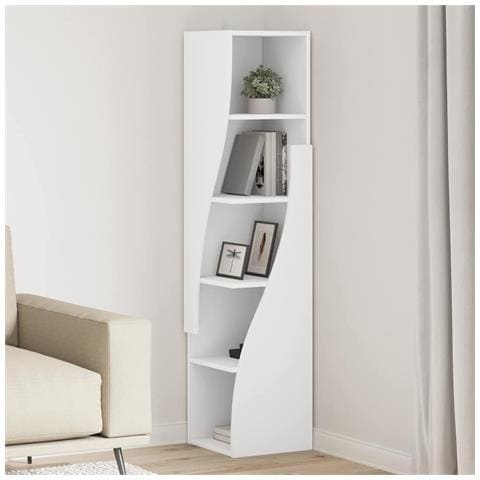 Mobile angolare Bianco 32x32x140cm Legno multistrato - Foto 2