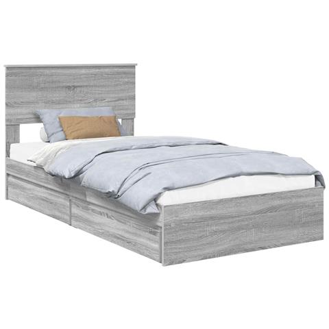 Letto con Contenitore con testiera Grigio Sonoma 100 x 200 cm - Foto 1