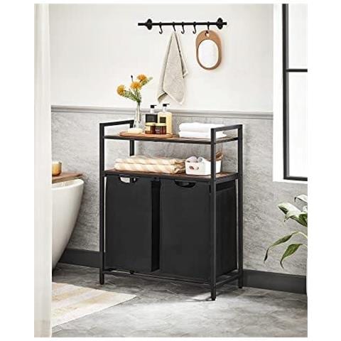 Mobile portabiancheria Valora a 2 scomparti, marrone rustico e nero - Foto 2