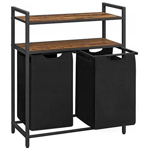 Mobile portabiancheria Valora a 2 scomparti, marrone rustico e nero - Foto 1