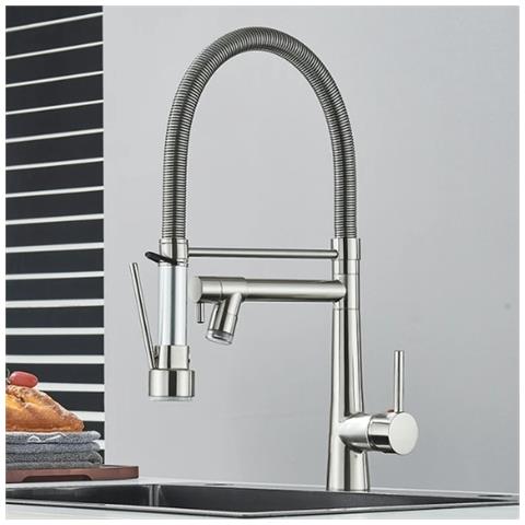 Rubinetto per lavello da cucina, Blackswan, tipo M354, modello nichelato, con LED e doccia mobile, misura 49 cm - Foto 2