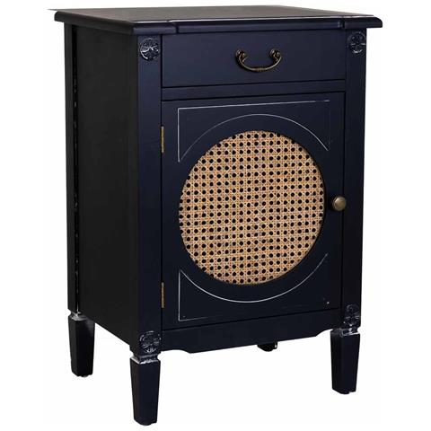 Tavolino In Legno Laccato Nero Con Griglia 46x36x68h Cm - Foto 1