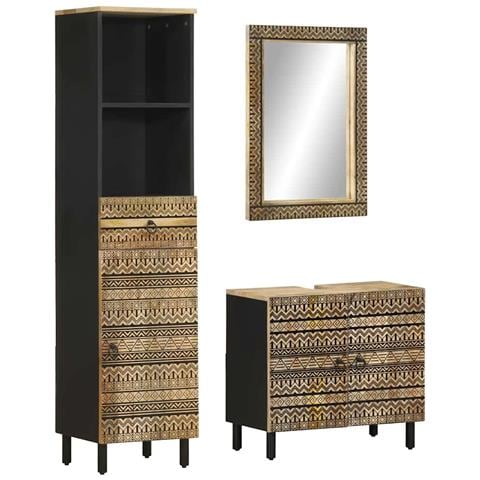 Set Mobili da Bagno 3pz in Legno Massello di Mango - Foto 1