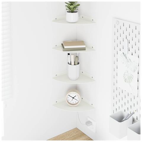 Mensola sospesa con lo scaffale 4 pcs Bianco 18 x 18 x 2 cm - Foto 2