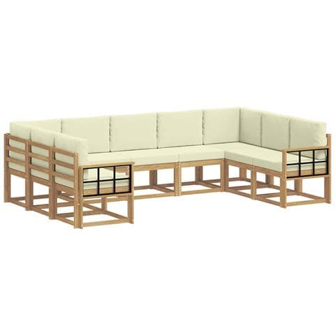 Set di divani da esterno con cuscino 9 pcs Bianco e Crema - Foto 1