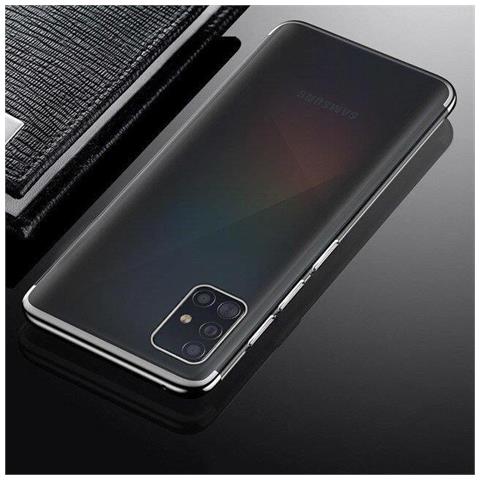 Custodia In Tpu Gel Con Cornice Galvanica Trasparente Per Samsung Galaxy A72 4g, Colore Nero. - Foto 2