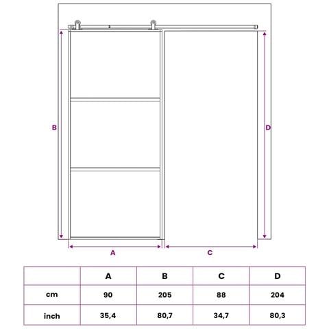 Porta scorrevole 90 x 205 cm Vetro Temperato e Alluminio - Foto 7
